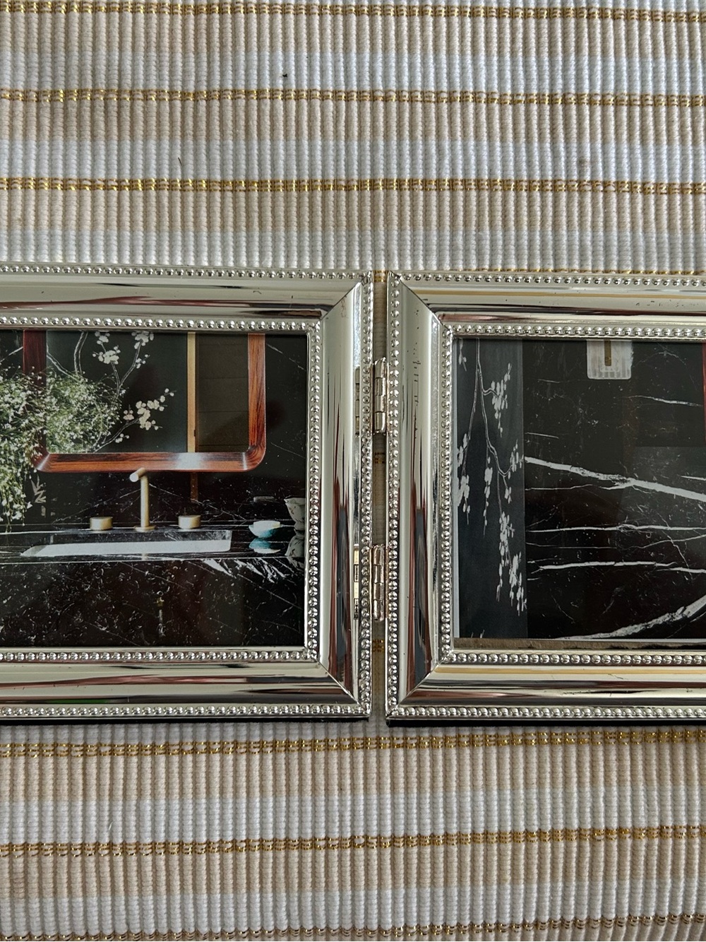 Charming vintage-style silver-tone photo frame featuring raised flora